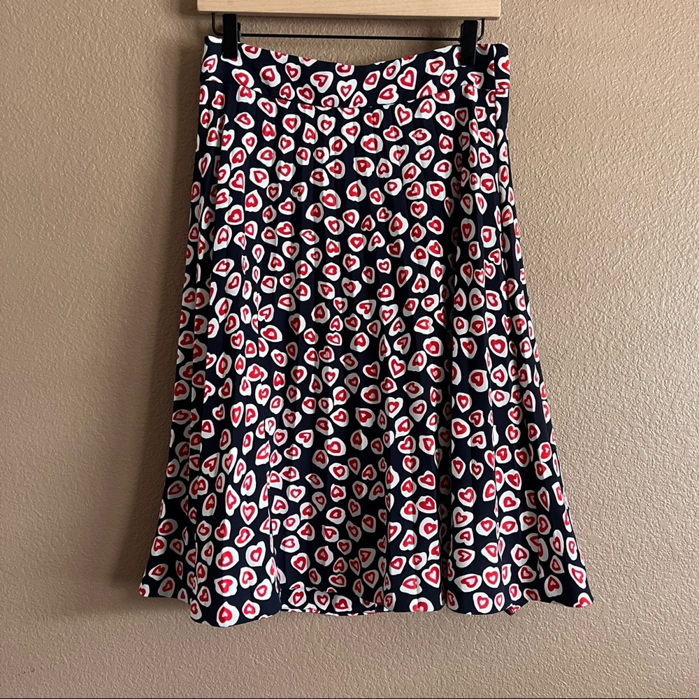 J. Crew Pleated Heart Print Skirt Size 8